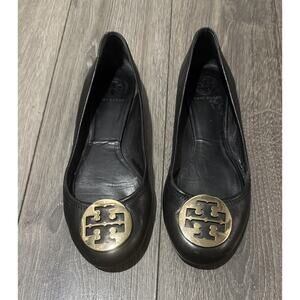 Tory Burch Black and Gold Ballet Flats Size 9.5